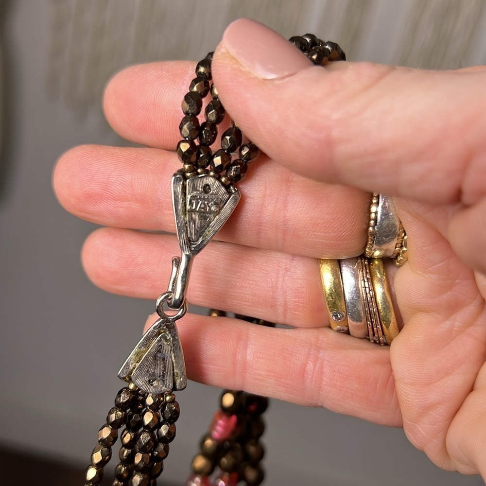 80's Vintage Jay Strongwater Multi Strand Crystal Necklace with Pendant - Picture 13 of 16